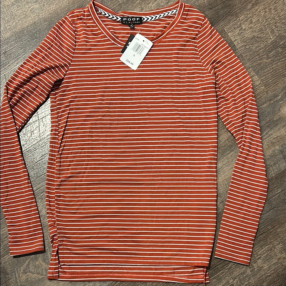 POOF Spice and White Striped Long Sleeve Top